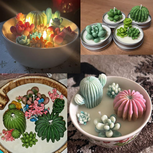 Palksky 10 Pcs Succulent Molds Silicone Candle Molds 3D Cacti Epoxy Resin Casting Molds Cactus Clay Molds Christmas Molds for DIY Making Wax Melt ...