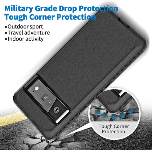 Anloes Case for Google Pixel 6, Pixel 6 Phone Case Heavy Duty Shockproof Dustproof Rugged Defender Protective, 3 in 1 Bumper Cover for Pixel 6 5G ...