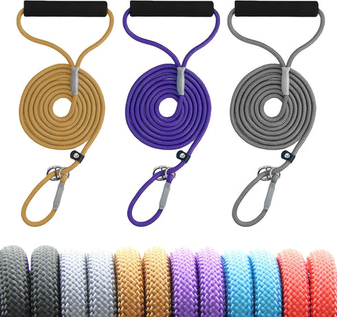 3Pcs Slip Lead Dog Leash, 7FT Slip Leash for Puppy Training, Slip Leads for Dogs with Padded Handle, Strong Nylon Rope Leash, 1/4" Adjustable Wais...