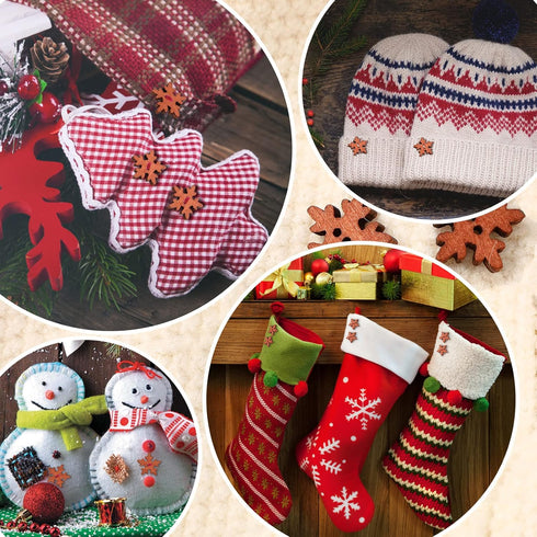 SUPVOX 100pcs Christmas Wooden Snowflake Buttons White Mini Buttons Decoration for DIY Scrapbooking Craft 18MM…...