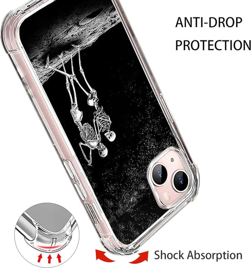 Dancing Skulls Case Compatible with iPhone 14, Hippie Skeleton Case for iPhone 14, Cool TPU Bumper Phone Case Cover...