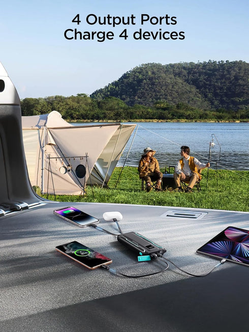 JOYROOM Portable Charger, 10000mAh 4 Outputs Fast Charging Portable Power Bank with Built in Cable, 22.5W PD Battery Pack with Flashlight and Cara...