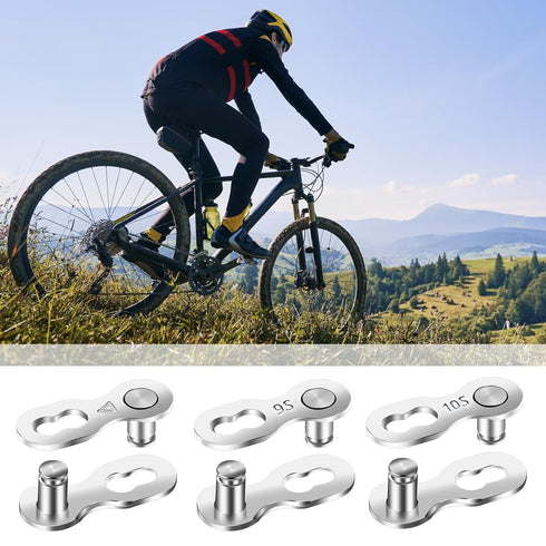 3 Pair Bike Chain Link Bicycle Missing Link for 8-9-10 Speed Chain Bike Chain Master Link Reusable Steel Bike Chain Link Professional Chain Link C...
