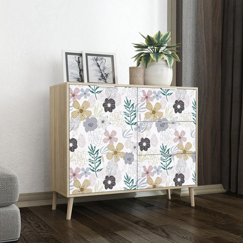 Mecpar Floral Peel and Stick Wallpaper 17.71'' x 118'' Pink Perennial Blooms Floral Wallpaper Floral Contact Paper Vinyl Self Adhesive Removable W...