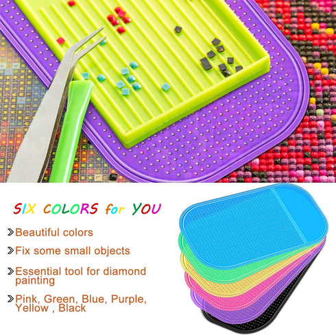 Blulu 6 Pieces Diamond Art Painting Accessories Anti-Slip Tools Sticky Mat Diamond Painting Trays Sticky Gel Pad Universal Mount Holder 5.6 x 3.3 ...
