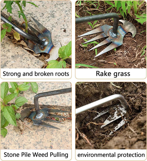 4Pcs 11.8Inch Weeding Tool Step Farmer Weeding Tool 4 Teeth Dual Purpose Manual Weeders Tool for Vegetable Gardening Backyard Farm Planting & Weed...