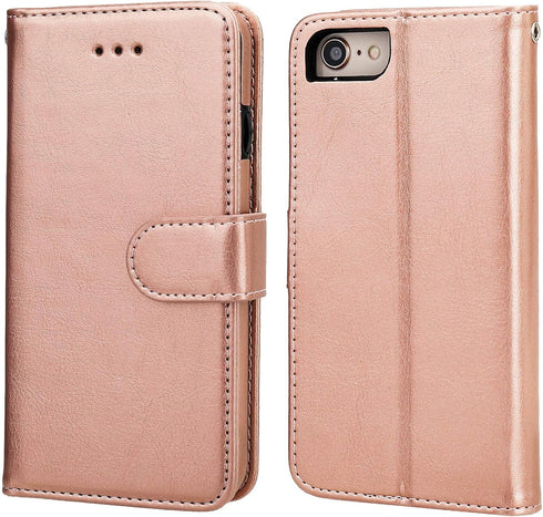 Bocasal for iPhone SE (2022)/SE (2020)/8/7 Wallet Case with Card Holder PU Leather Magnetic Detachable Kickstand Shockproof Wrist Strap Removable ...
