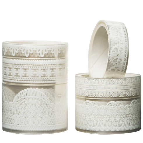 6 Rolls Lace Patterns PET Tapes Floral Arts Decorative Tape Set Adhesive Transparent Masking Tapes for DIY Craft, Kids, Scrapbook, DIY, Gift Wrapp...