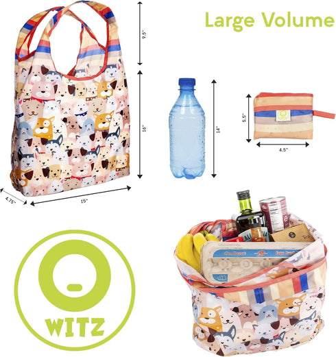 O-WITZ Reusable Grocery Bags | Vibrant Tote Bag For Groceries, Gym, Office, Beach & More | Washable Design With Large Handles For Maximum Convenie...