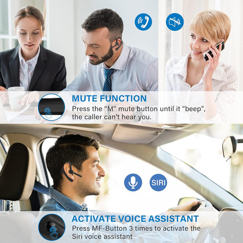 Bluetooth Headset,Dual Microphone Wireless Headset with USB Dongle for Computer, 45H Talking Time,USB-A Compatible to Connect to Your PC Mac - Wor...