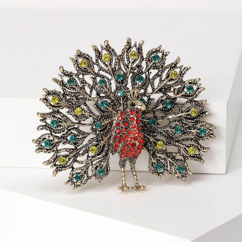 4 PCS Multicolor Rhinestone Crystal Peacock Brooch Pin Lapel Pin for Women (4 colors)...
