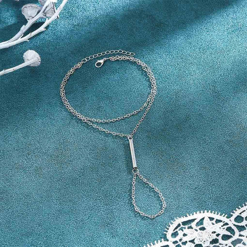 Olbye Bar Ring Toe Anklet Bracelet Silver Barefoot Sandals Simple Ankle Bracelet Foot Chain Jewelry for Women 1Pcs...