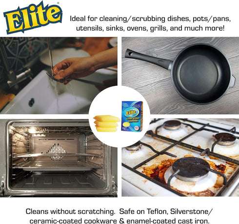 Elite All Purpose Cleaning Pad, 6 Pads (2x3pack), Non Scratch, Dish Sponge, Scrubber, Sponges for Kitchen and Household Use, Made in USA...
