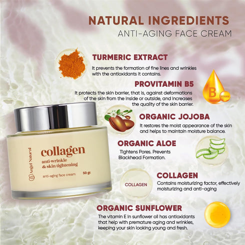 Collagen Face Cream, Anti Wrinkles and Skin Tightening, Anti-Aging with Collagen Boost, Firming Moisturizer, Vitamin E, Vitamin B5, Korean Skincar...