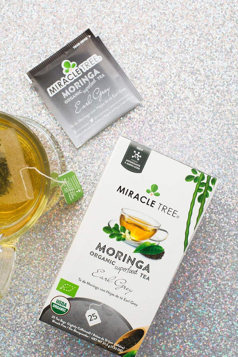Miracle Tree - Organic Moringa Superfood Tea, 25 Individually Sealed Tea Bags, Earl Grey (Keto, Detox, Energy & Immunity Booster, Vegan, Gluten-Fr...