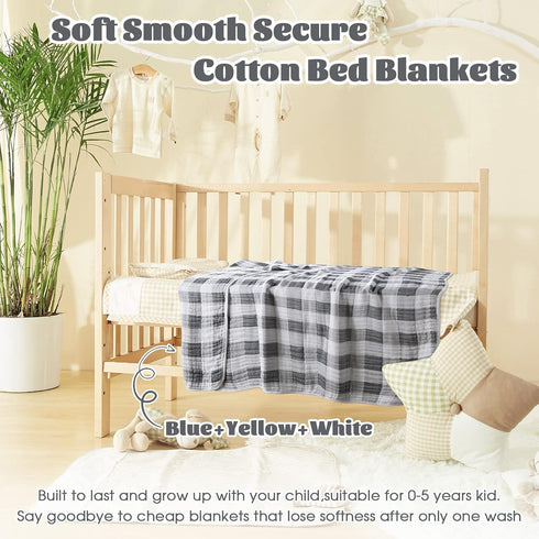 MUKIN Baby Blankets Neutral Cotton Receiving Swaddle Blanket, Large Baby Quilts for Girls Boys. Also for Newborn Nursing Cover, Baby Bath Towels, ...