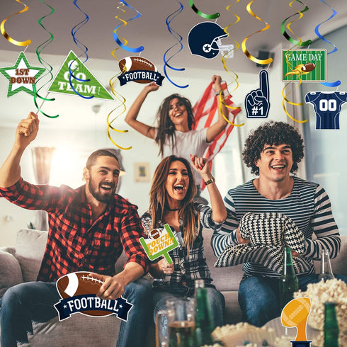 Blulu 30 Pieces Football Hanging Swirl Decorations Football Theme Party Ceiling Decorations, American Hanging Swirls for Game Day Sport Game Party...
