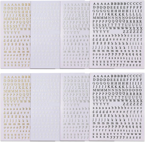 Letters Nail Art Stickers English Alphabet Nail Decals 3D Self-Adhesive Metallic Gold Silver Nail Sticker Black White Letter Nail Art Supplies for...