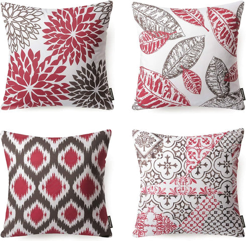 PHANTOSCOPE Set of 4 New Living Series Decorative Throw Pillow Case Cushion Cover, Red, 18" x 18" inches, 45cm x 45cm...