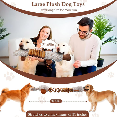 Squeaky Dog Toys, Interactive Tug of War Puppy Toys, Funny Plush Dog Chew Toys, Stuffed Dog Toys for Small,Medium and Large Dogs...