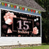 15th Birthday Decorations for Girls - Rose Gold Happy 15 Banner Backdrop, Sweet 15 Year Old Party Supplies, Poster Decor Background Sign...