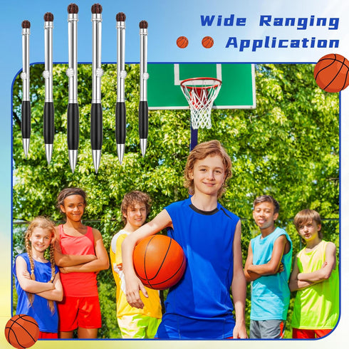 6 Pcs Basketball Ball Point Pen Metal Ballpoint Pen Black Ink Retractable Sports Pens Medium Point 0.5 mm Soft Grip Novelty Writing Party Favors f...