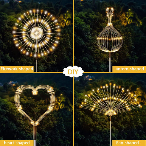 JJGoo Solar Garden Lights Solar Firework Lights, 2 Pack 120 LEDs 2 Lighting Modes Solar Lights Outdoor Waterproof for Patio Walkway Pathway Party ...