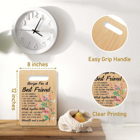 Friends Cutting Board, Kitchen Gifts for Women Friends, Bamboo Chopping Board Presents for Best Friend Bestie Sister Birthday Christmas, Recipe fo...