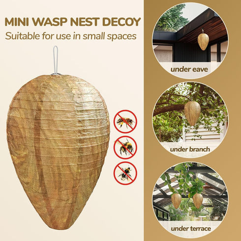 DECYOOL 8 Pack Mini Size Wasp Nest Decoy Hanging Fake Wasp Nest for Wasps Hornets Yellow Jackets...