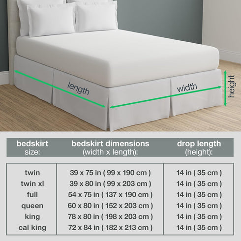 Bed Maker’s Never Lift Your Mattress Microfiber Wrap-Around Bed Skirt, Gathered Ruffled Style, Classic 14 Inch Drop Length, Twin, White...