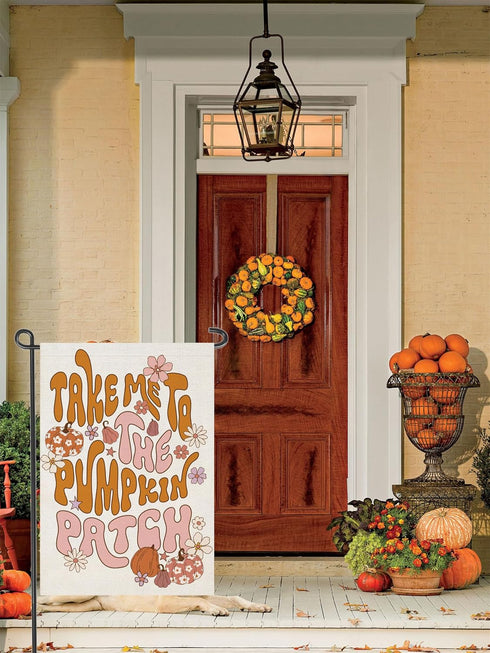 Thanksgiving Garden Flags 12x18 inch Double Sided, Seasonal Fall Take ME to The Pumpkin Patch Decorations, Small Autumn Decor for Yard Outside Out...