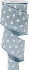 HUIHUANG Denim Blue and White Polka Dot Wired Ribbon 2-1/2 inch, Wire Edge Dots Burlap Ribbon for Wreath Supplies Bows Making DIY Crafts Home Outd...