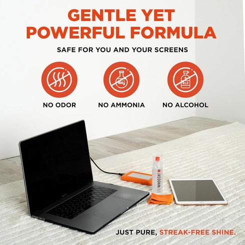 WHOOSH! Screen Shine Duo - Screen Cleaner Spray for iPad, Monitor, Laptop, MacBook - 3.4 oz & 0.3 oz Bottles with 2 Microfiber Cloths - Portable E...