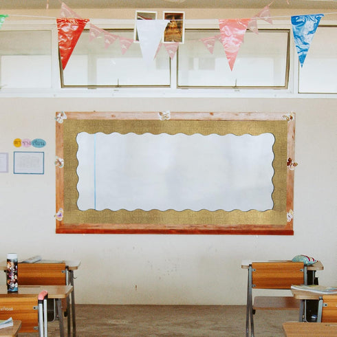 AIEX 66ft/ 20m Scalloped Bulletin Board Borders, Border Trim Burlap Style Rolled Border for Bulletin Boards Whiteboards Desks Posters Decorations ...