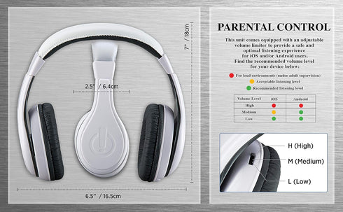 eKids Kids Headphones, Stereo Sound, 3.5mm Jack Cord, Wired Headphones for Kids, Tangle-Free, Volume Control, Childrens Headphones Over Ear for Tr...
