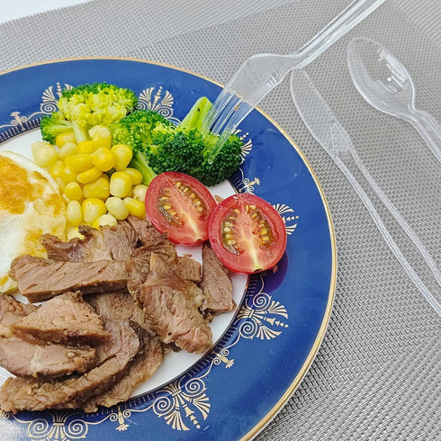 360 Count Extra Heavy Duty Clear Plastic Silverware,120 Forks,120 Spoons,120 Knives,BPA-Free,Heat Resistant,Disposable Plastic Utensils Set for Ho...