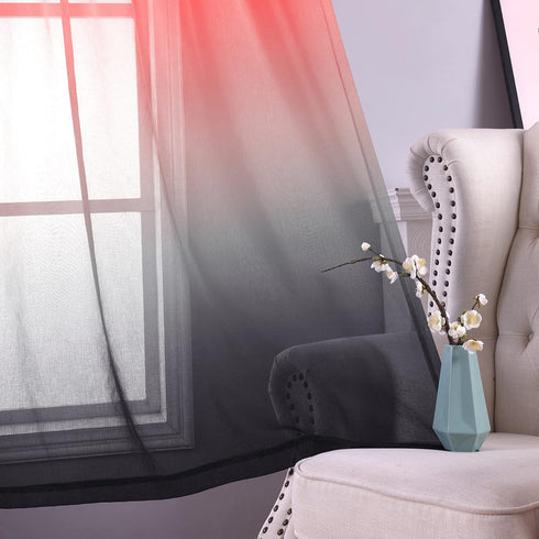 KOUFALL Red Curtains for Kids Bedroom 2 Panels,Sheer Gamer Curtains for Boys Room,63 Inch Length...