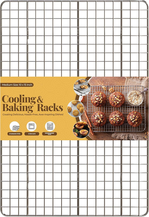 Utopia Kitchen Cooling Racks for Baking, Stainless Steel Wire Cookie Rack Fits Jelly Roll Sheet Pan, Oven Safe for Cooking, Roasting, Grilling - 1...