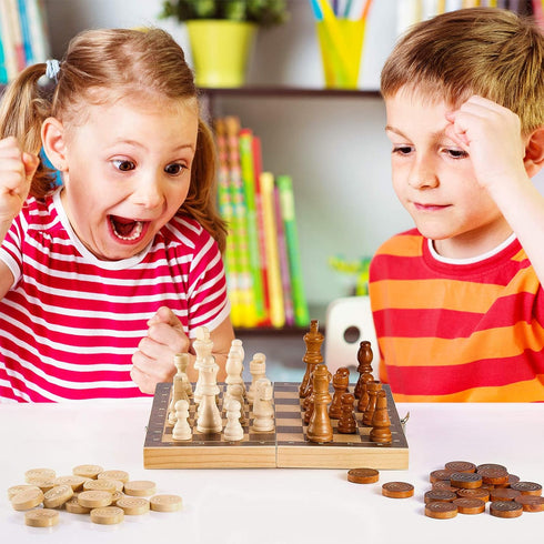 56 Pieces Wooden Checkers Pieces Handcrafted Chess with Drawstring Storage Pouch Classic Wooden Chess Game Set Board Games Accessories in 2 Styles...