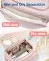 BAGSMART Travel Toiletry Bag, Large Wide-open Travel Bag for Toiletries, Makeup Cosmetic Travel Bag with Handle, Pink-M...