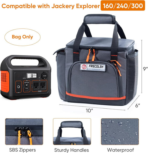 Travel Carrying Case Compatible with Jackery Explorer 300/240/160, Portable Power Station Storage Case with Waterproof Bottom and Front Pockets fo...