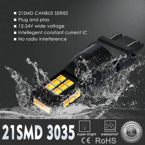 Alla Lighting T25 3157 LED Switchback Bulbs Dual Color White/Amber Turn Signal Lights 3457NA 4157NA 3157A 3757NAK 4057 Extremely Super Bright 3035...