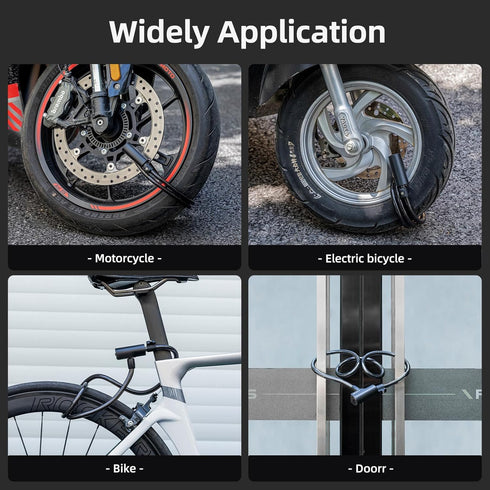 ROCKRBOS Bike Cable Lock with Keys, 2 Keys & 1 Mount Bracket, ABS Lock Shell, Cable Lock for Bike/Gate/Scooter...