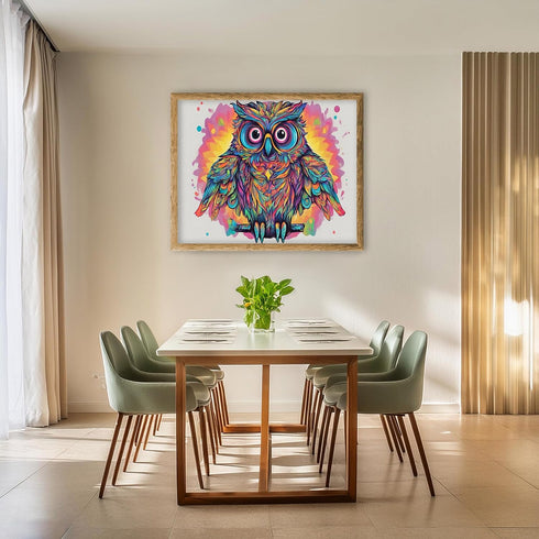 Posterizer 1 pcs- psychedelic funky hippie colorful owl print 1-Abstract & Modern Art-Fantasy & Fiction Art- Living Room Bedroom Decor- unframed w...