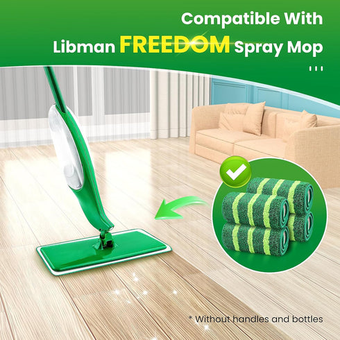 4 Pack Spray Mop Pads Refills for Libman Freedom Spray Mop, Reusable Microfiber Spray Mop Head Replacement, 16 in Spray Mops for Floor Cleaning...