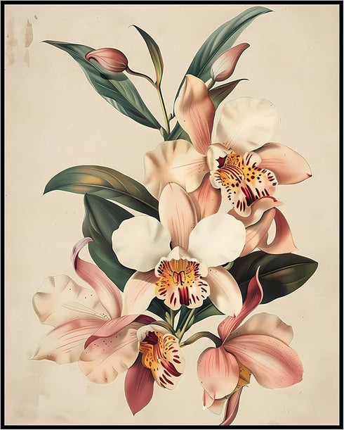 Posterizer 1 pcs-dainty and chic blush and white pastel flowers-Floral & Botanical Art-Abstract & Modern Art-Decor for Home & Office- UNFRAMED Wal...