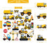 Tevxj Construction Vinyl Gel Clings, 20 Pcs Yellow & Black Transportation Stickers for Kids, Reusable Wall & Window Decor, Airplane, Truck Decals,...
