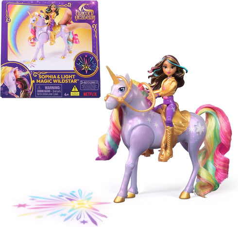 Unicorn Academy, Sophia & Light Magic Wildstar with Rainbow Light-up Effects, 2 Riding Accessories, Dolls & Unicorn Toys for Girls Ages 4 and up...