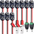 DAIERTEK 10pcs 9V Battery Connector 9 Volt Battery Snap Clip I Type with 2 Pairs of Alligator Clips and 2.1mm X 5.5mm DC Male Power Plug...