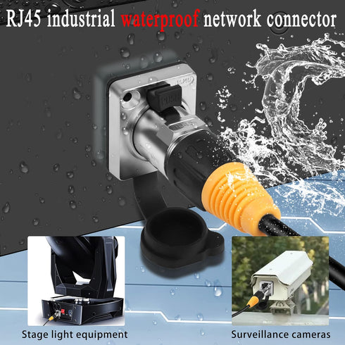 QIANRENON RJ45 Waterproof Network Connector CAT6 RJ45 Panel Mount Outdoor Waterproof Adapter RJ45 Industrial Network Coupler Assembly,Waterproof I...
